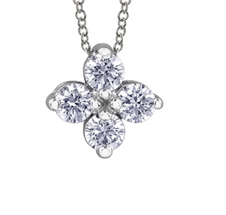 Collar de oro blanco de 14 quilates con diamantes canadienses brillantes redondos de 0,20 a 0,32 quilates y 4 piedras
