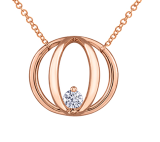 Collar de jaula de diamantes canadienses brillantes redondos de 0,14 quilates en oro rosa de 14 quilates