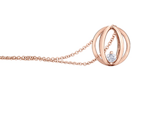 Collar de jaula de diamantes canadienses brillantes redondos de 0,14 quilates en oro rosa de 14 quilates