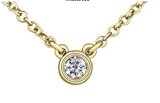 Collar con engaste de bisel de diamantes canadienses brillantes redondos de 0,04-0,23 quilates de oro amarillo de 14 quilates