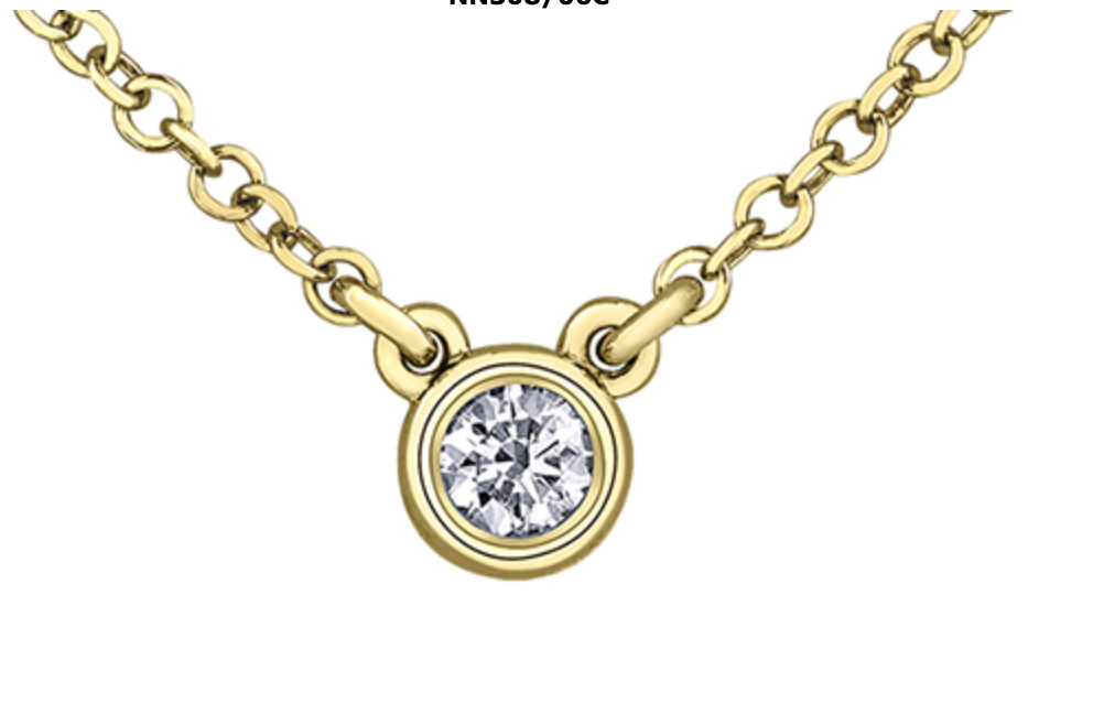 14K Yellow Gold 0.04-0.23cttw Round Brilliant Canadian Diamond Bezel Set Necklace