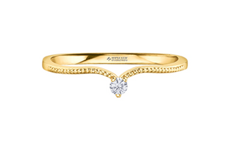 14K Yellow Gold 0.03cttw Canadian Diamond Ring, size 6.5