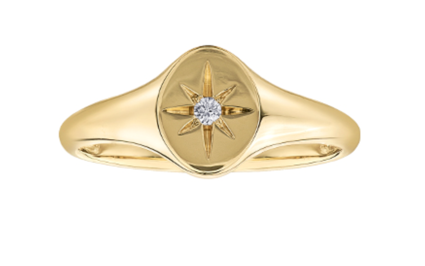 10K Yellow Gold 0.02cttw Canadian Diamond Ring, size 6.5