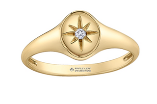 Anillo de diamantes canadienses de oro amarillo de 10 quilates de 0,02 quilates, talla 6,5