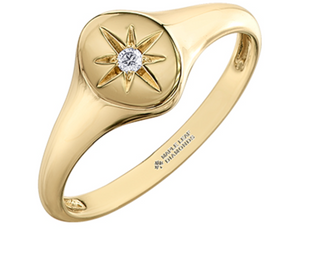 Anillo de diamantes canadienses de oro amarillo de 10 quilates de 0,02 quilates, talla 6,5