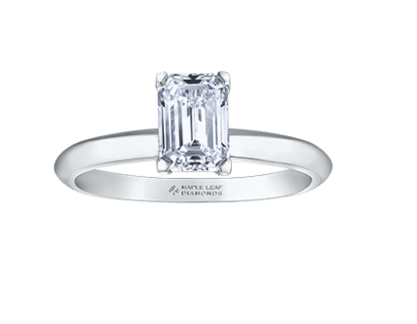 Platinum 0.50-0.70cttw Canadian Emerald Diamond Cut Engagement Ring