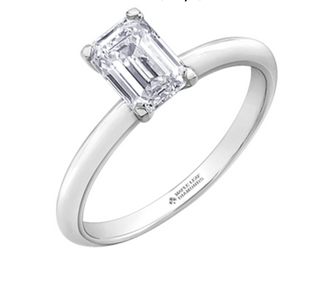 Anillo de compromiso con talla de diamante de esmeralda canadiense de platino de 0,50 a 0,70 quilates, talla 6,5