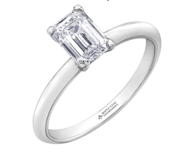 Platinum 0.50-0.70cttw Canadian Emerald Diamond Cut Engagement Ring