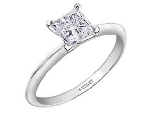 Anillo de compromiso de diamantes princesa canadiense de platino de 0,50 a 0,70 quilates, tamaño 6,5