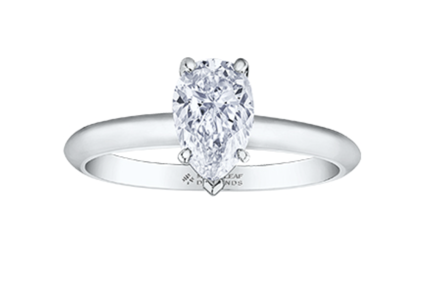 Platinum 0.50-0.70cttw Canadian Pear Shape Diamond Engagement Ring