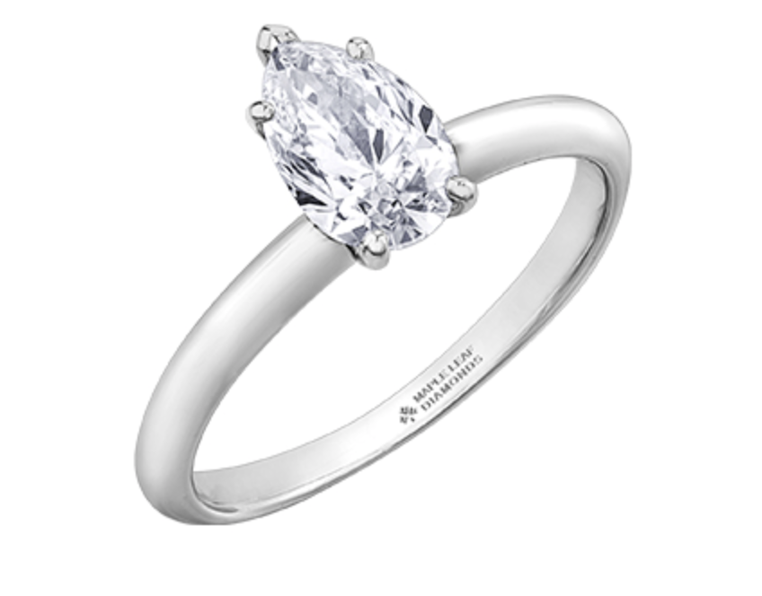 Platinum 0.50-0.70cttw Canadian Pear Shape Diamond Engagement Ring