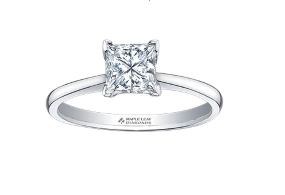 Platinum 0.25-0.70cttw Canadian Princess Cut Diamond Engagement Ring