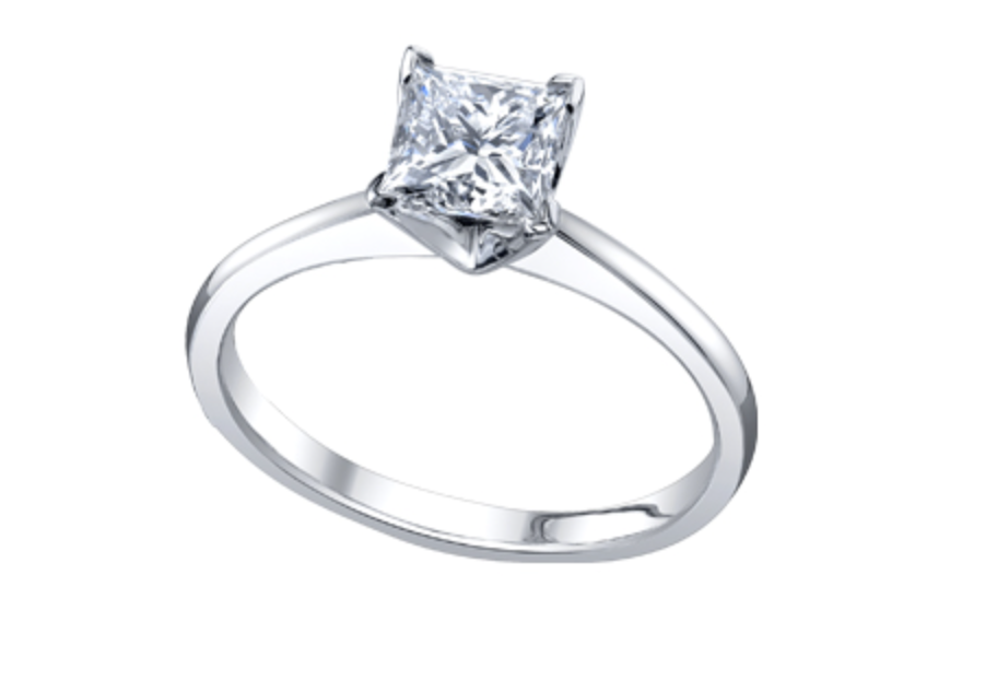 Platinum 0.25-0.70cttw Canadian Princess Cut Diamond Engagement Ring