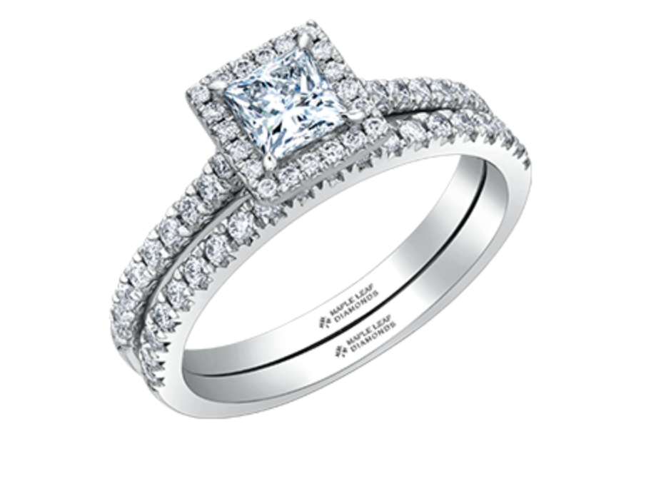 Platinum 0.75cttw Canadian Princess Cut Diamond Engagement Ring, size 6.5
