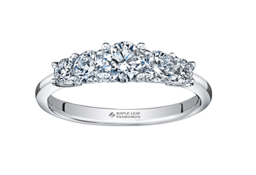 Platinum 1.00cttw Canadian Round Brilliant Multi Stone Diamond Engagement Ring, size 6.5