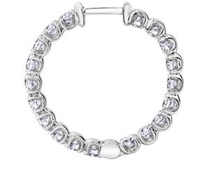 14K White Gold 3.00cttw Canadian Diamond Hoop Earrings