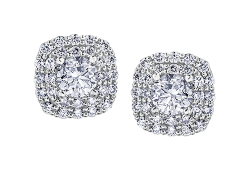 18K White Gold &amp; Palladium Alloy (hypoallergenic) 1.00cttw Canadian Diamond Stud Earrings