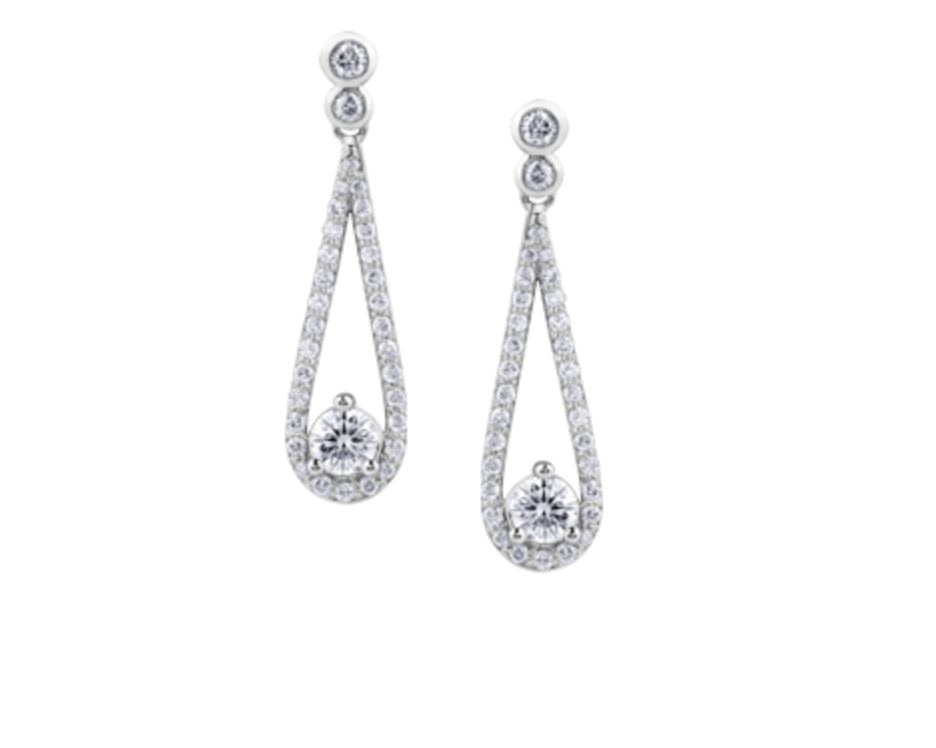 14K White Gold 1.30cttw Canadian Diamond Dangle Earrings