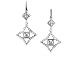 Pendientes colgantes de diamantes canadienses de 0,20 quilates de oro blanco de 10 quilates