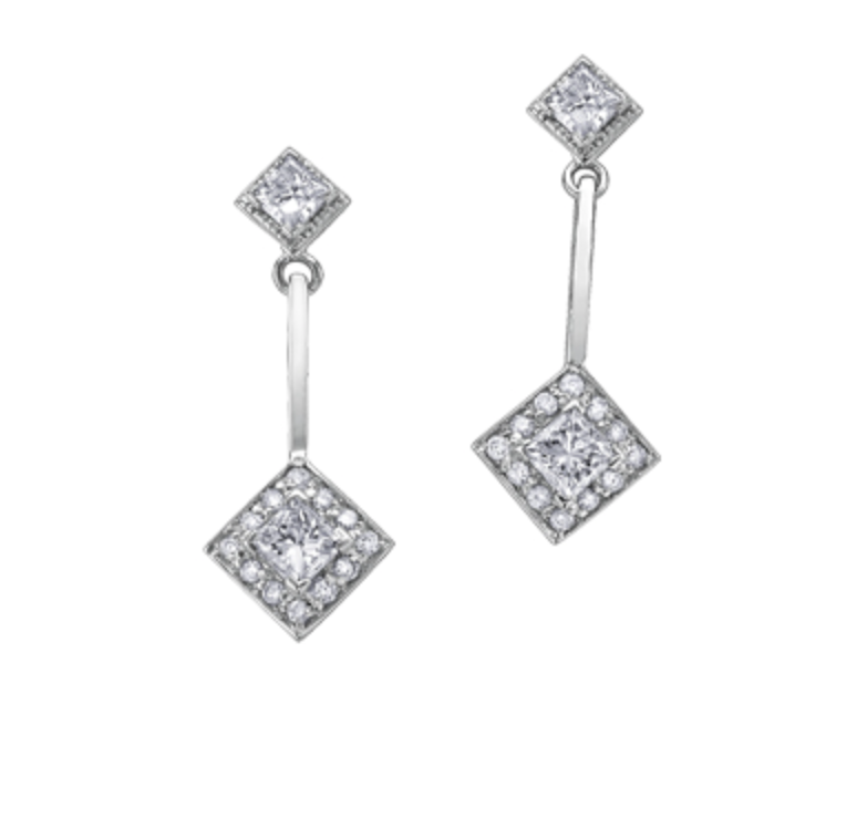 14K White Gold 0.50cttw Canadian Diamond Dangle Earrings