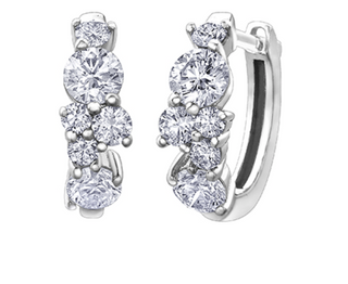 Pendientes de aro de oro blanco de 18 quilates y aleación de paladio (hipoalergénicos) con diamantes canadienses de 1,00 quilates
