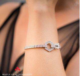 Brazalete de tenis de diamantes canadienses de 4,00 quilates en oro blanco de 14 quilates y aleación de paladio (hipoalergénico)