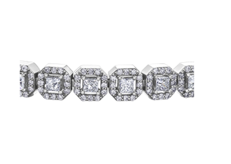 14K White Gold & Palladium Alloy (hypoallergenic) 5.42cttw Princess Canadian Diamond Tennis Bracelet