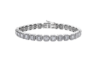 Pulsera de tenis de diamantes canadienses princesa de 5,42 quilates en oro blanco de 14 quilates y aleación de paladio (hipoalergénica)
