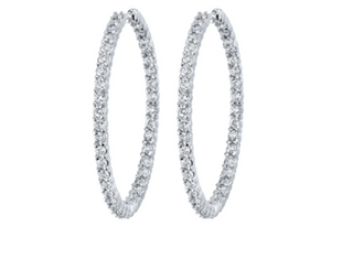 14K White Gold & Palladium Alloy (hypoallergenic) 2.00-4.00cttw Canadian Diamond Hoop Earrings