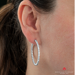 14K White Gold & Palladium Alloy (hypoallergenic) 2.00-4.00cttw Canadian Diamond Hoop Earrings
