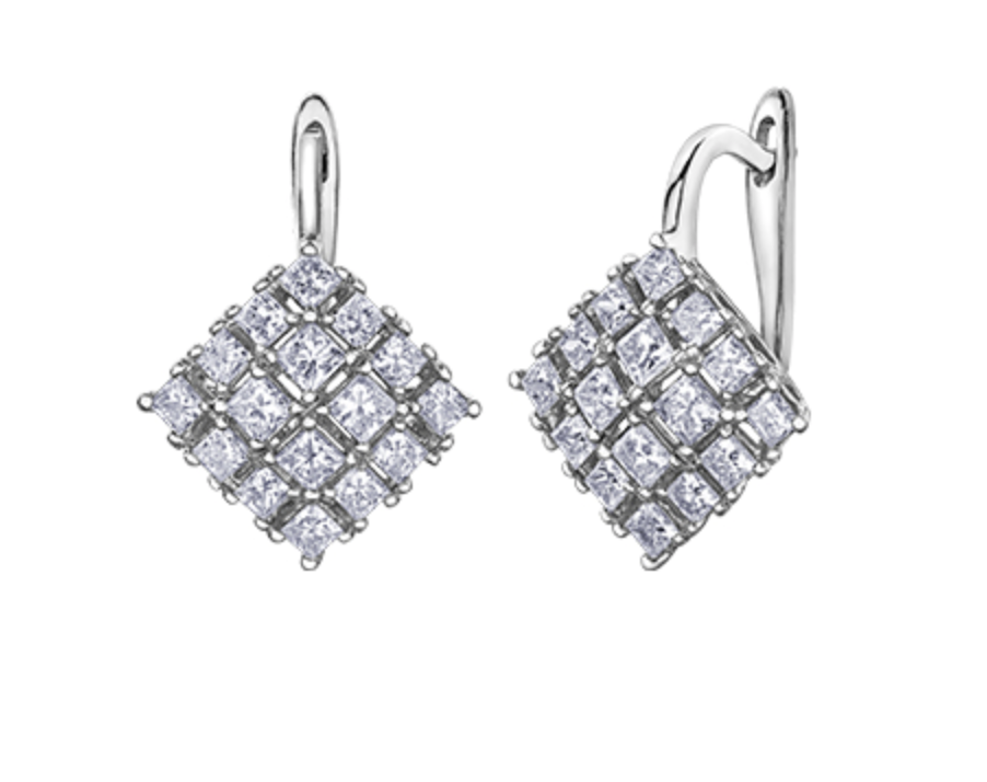 18K White Gold &amp; Palladium Alloy (hypoallergenic) 1.52-2.84cttw Canadian Diamond Drop Earrings