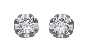 18K White Gold & Palladium Alloy (hypoallergenic) 1.00cttw Canadian Diamond Stud Earrings