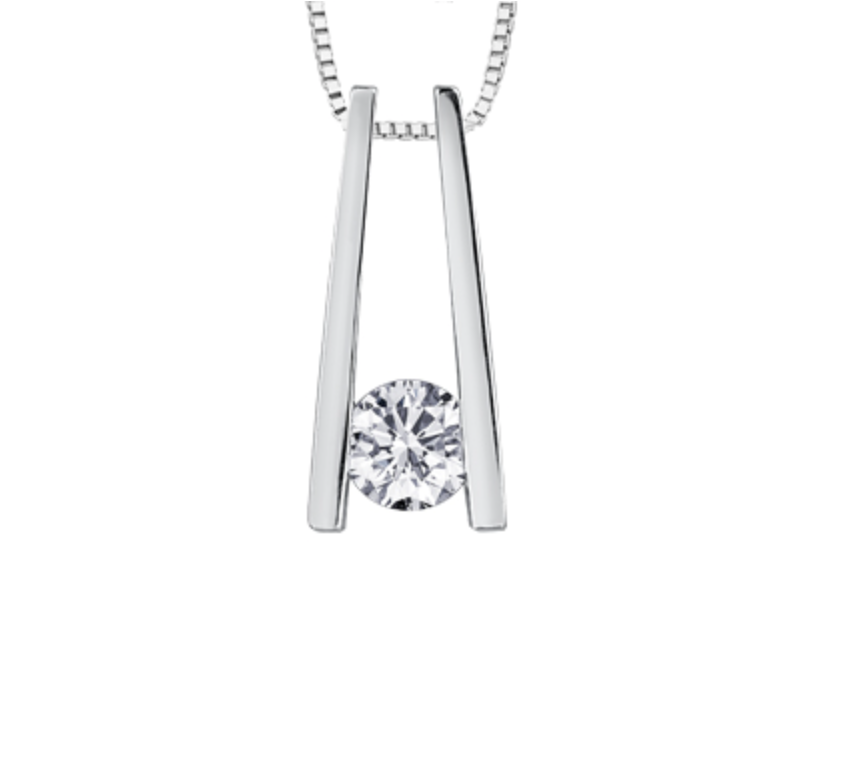 18K White Gold & Palladium Alloy(hypoallergenic) 0.30cttw Canadian Diamond Pendant