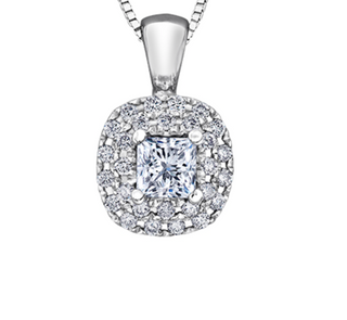 18K White Gold & Palladium Alloy(hypoallergenic) 0.50cttw Canadian Princess Diamond Pendant