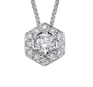 Colgante con halo de diamantes canadienses de 0,45 quilates en oro blanco de 14 quilates
