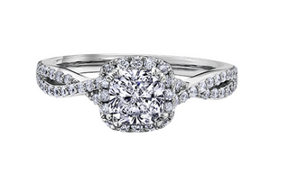 18K White Gold & Palladium Alloy (hypoallergenic) 1.03-1.33cttw Canadian Diamond Engagement Ring