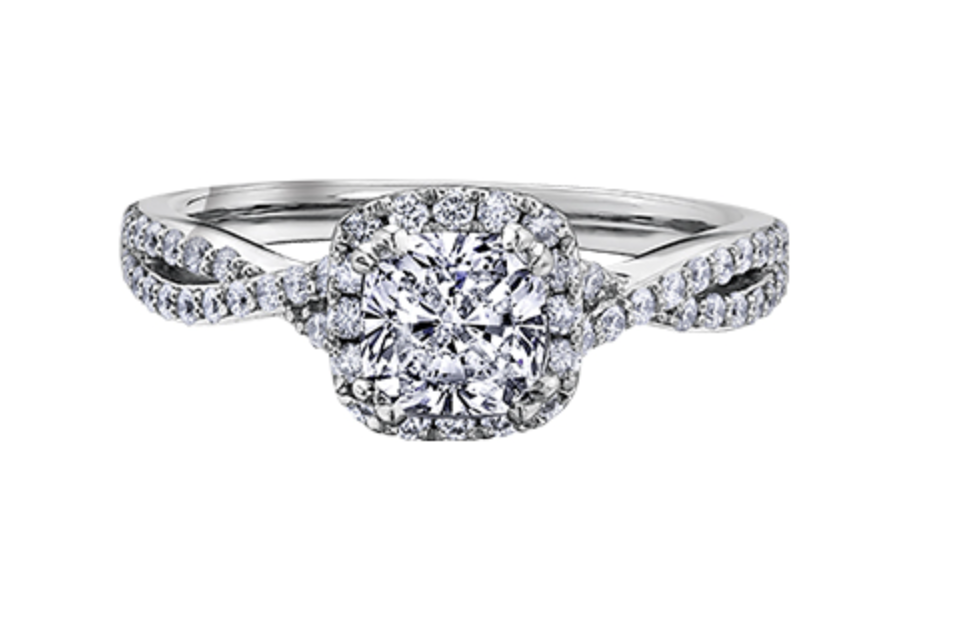 18K White Gold &amp; Palladium Alloy (hypoallergenic) 1.03-1.33cttw Canadian Diamond Engagement Ring