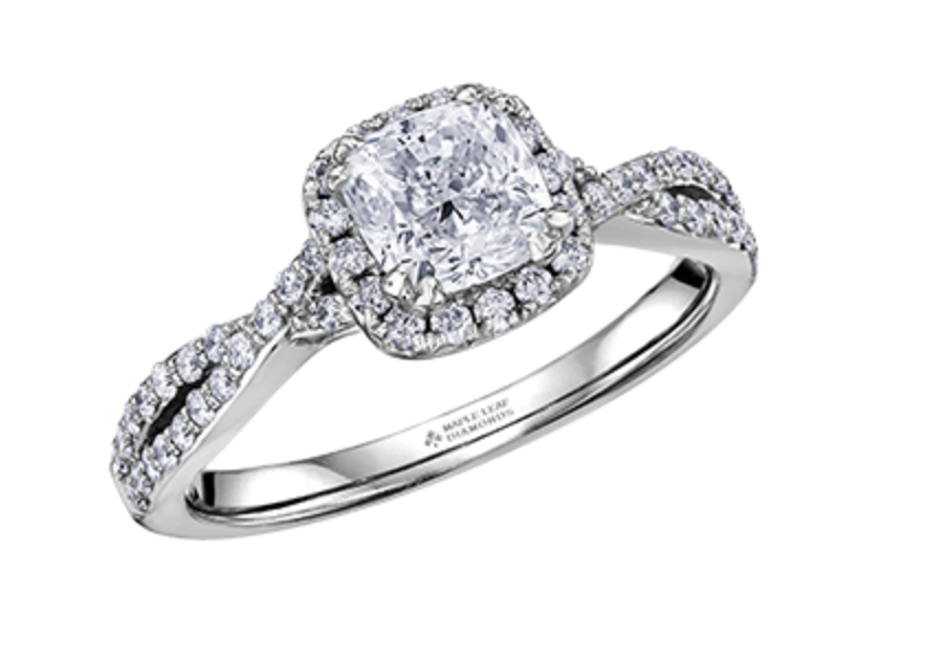 18K White Gold &amp; Palladium Alloy (hypoallergenic) 1.03-1.33cttw Canadian Diamond Engagement Ring