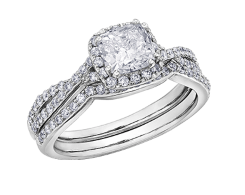 18K White Gold &amp; Palladium Alloy (hypoallergenic) 1.03-1.33cttw Canadian Diamond Engagement Ring