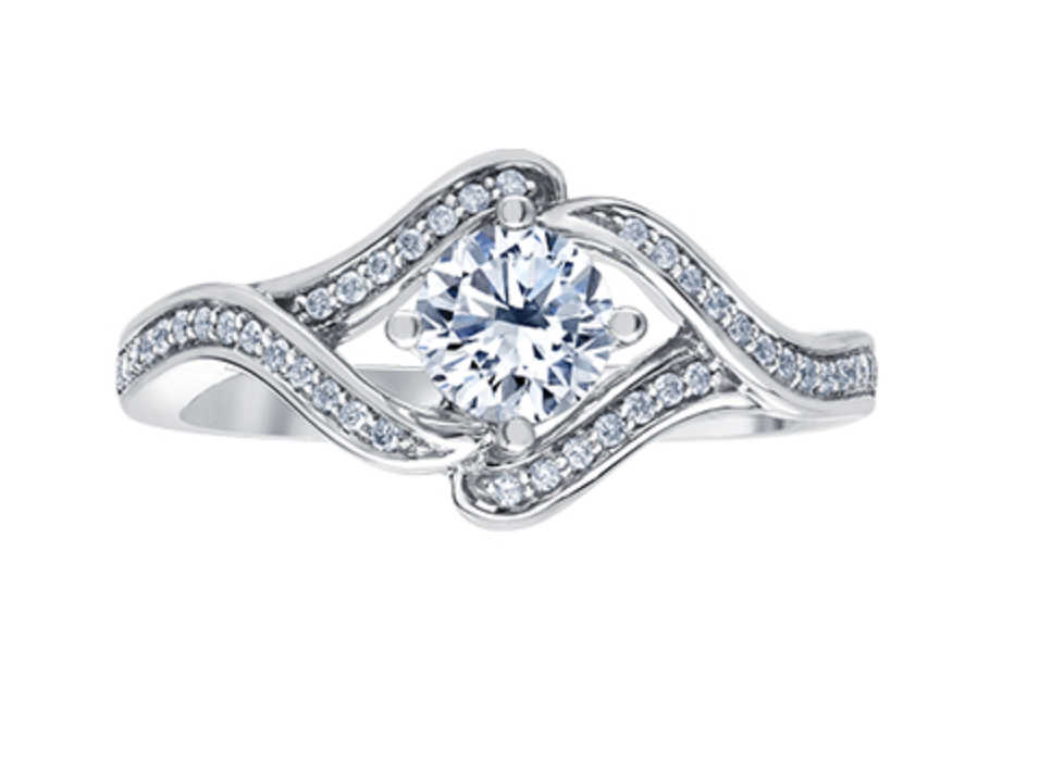 18K White Gold &amp; Palladium Alloy (hypoallergenic) 0.72cttw Canadian Diamond Engagement Ring