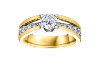 18K Yellow Gold & Palladium Alloy (hypoallergenic) 0.75-1.70cttw Canadian Diamond Engagement Ring