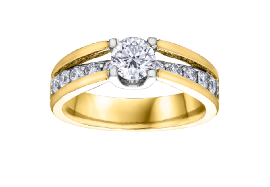 18K Yellow Gold &amp; Palladium Alloy (hypoallergenic) 0.75-1.70cttw Canadian Diamond Engagement Ring