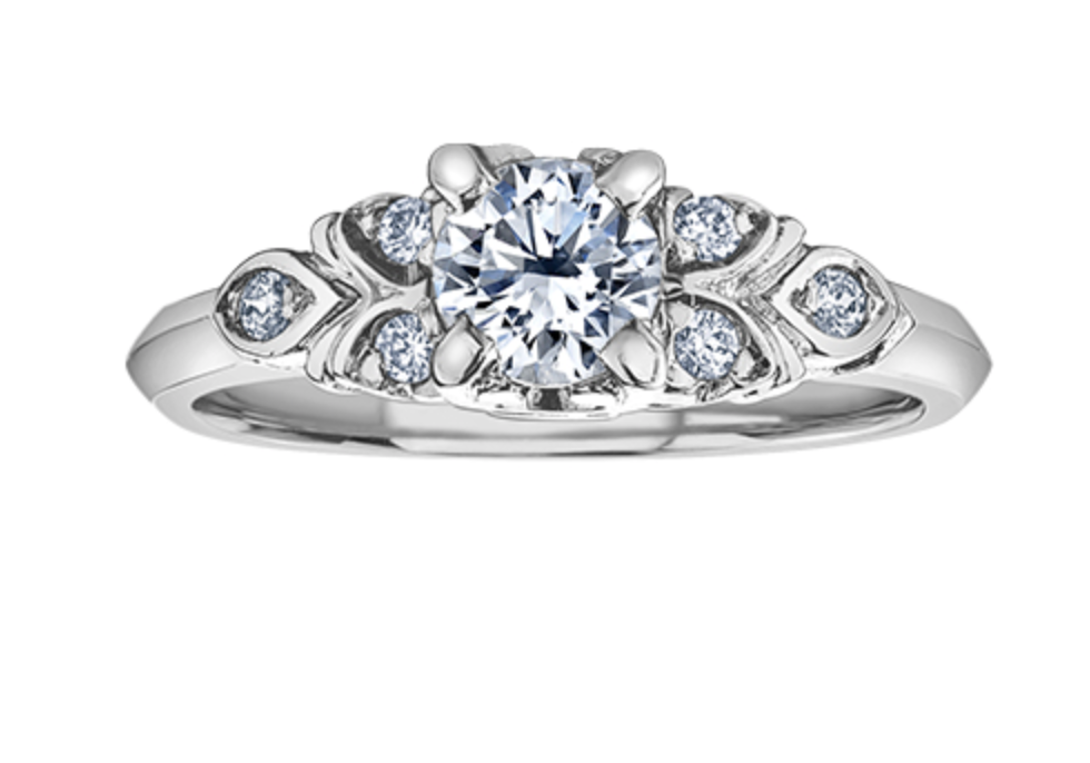 18K White Gold &amp; Palladium Alloy (hypoallergenic) 0.33cttw Canadian Diamond Engagement Ring