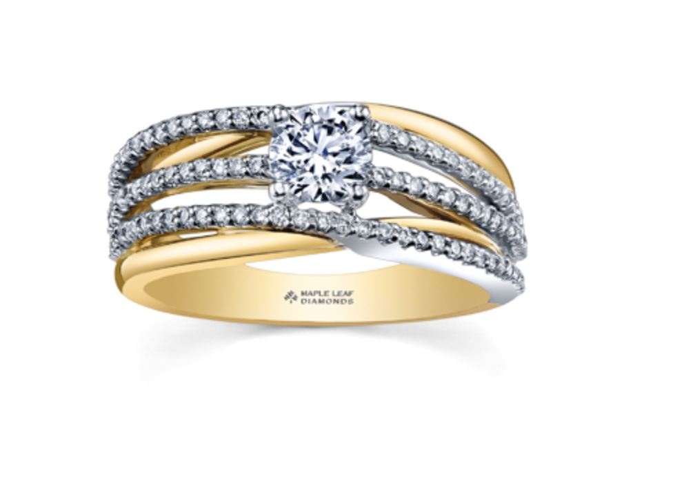 18K White &amp; Yellow Gold With Palladium Alloy (hypoallergenic) 0.80cttw Canadian Diamond Engagement Ring
