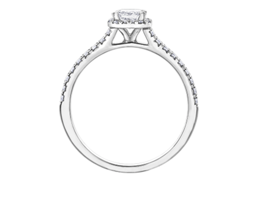18K White Gold &amp; Palladium Alloy (hypoallergenic) 0.75cttw Canadian Emerald Cut Diamond Engagement Ring