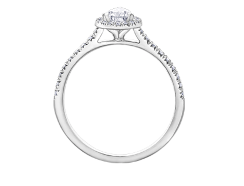 18K White Gold &amp; Palladium Alloy (hypoallergenic) 0.75cttw Canadian Pear Shape Diamond Engagement Ring