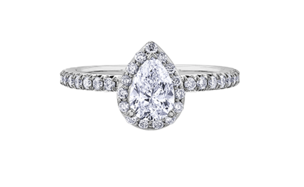 18K White Gold &amp; Palladium Alloy (hypoallergenic) 1.15cttw Canadian Pear Shape Diamond Engagement Ring