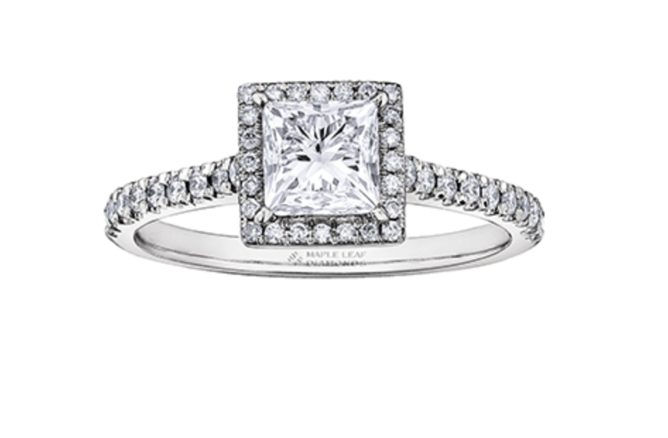 Anillo de compromiso de diamantes princesa canadiense de 0,53-1,25 quilates en oro blanco de 18 quilates y aleación de paladio (hipoalergénico)