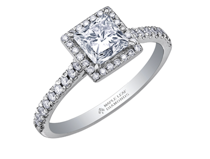 18K White Gold &amp; Palladium Alloy (hypoallergenic) 0.53-1.25cttw Canadian Princess Diamond Engagement Ring