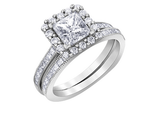 18K White Gold & Palladium Alloy (hypoallergenic) 1.26-1.60cttw Canadian Princess Diamond Engagement Ring